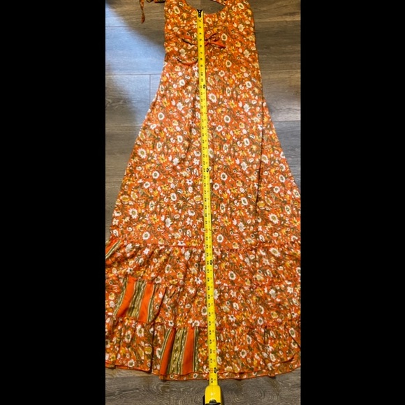 Orange Floral Bohemian Maxi Summer Dress - Picture 14 of 15